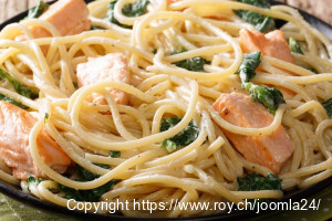 Spaghetti mit Lachs